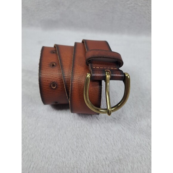 Madewell Brown Leather Belt Womens Small Distressed Brass Buckle Country Classic - Picture 2 of 10